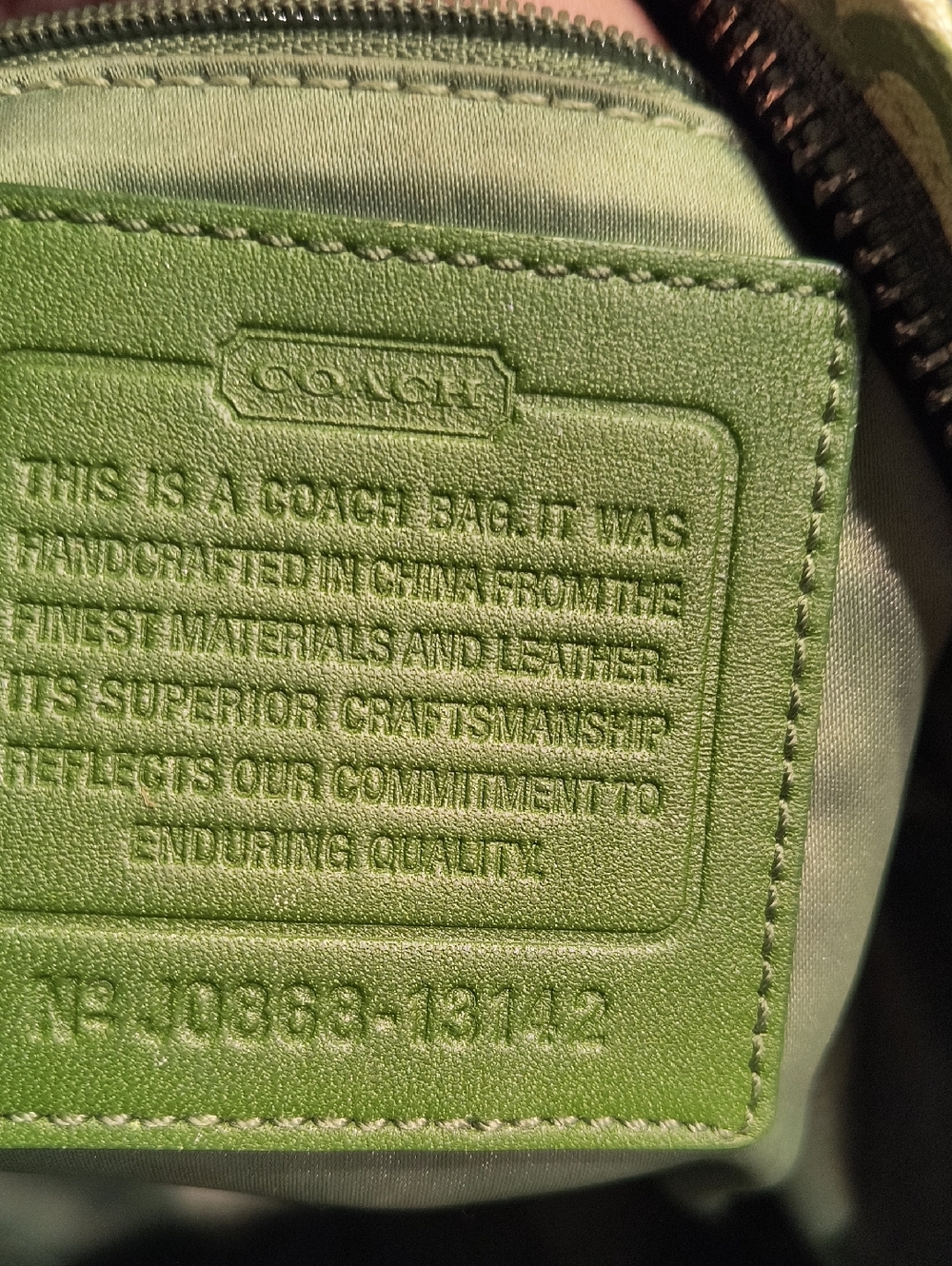 Coach Green Signature Logo Bag with Leather Trim Women's - Picture 8 of 12